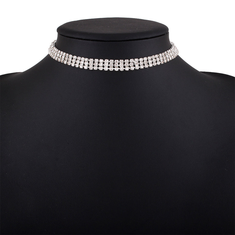 Full Rhinestone Clavicle Chain Necklace
