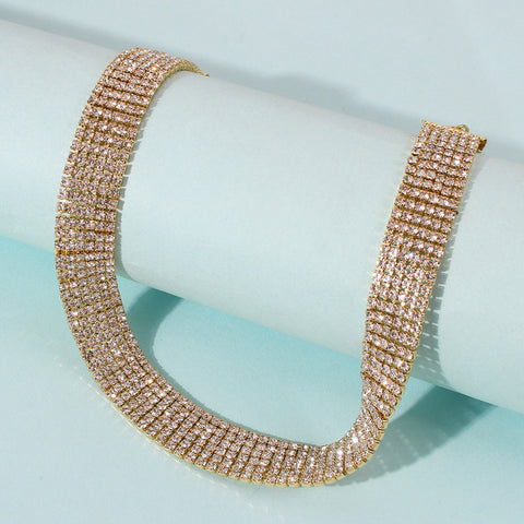 Full Rhinestone Clavicle Chain Necklace