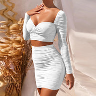 Two-Piece Low-Cut Pleated Fleece