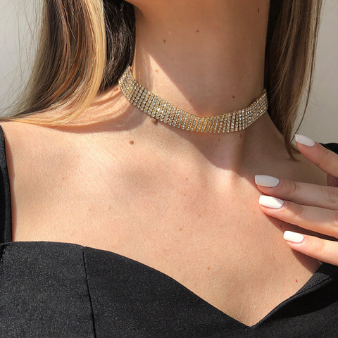 Full Rhinestone Clavicle Chain Necklace