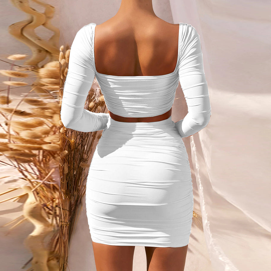 Two-Piece Low-Cut Pleated Fleece