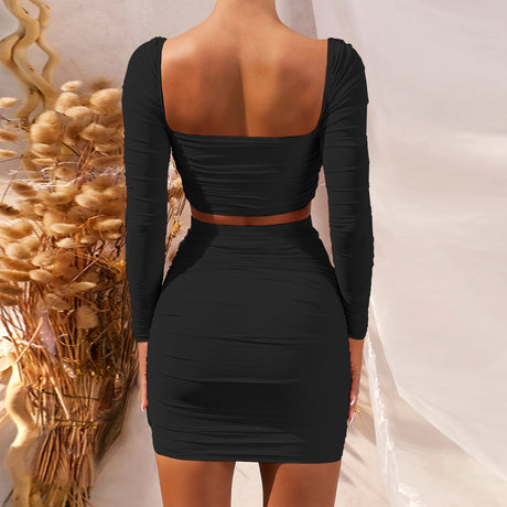 Two-Piece Low-Cut Pleated Fleece