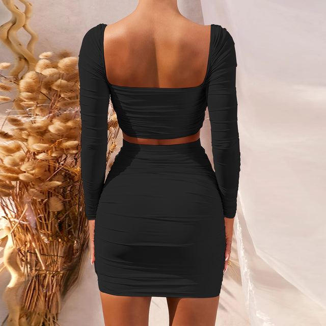 Two-Piece Low-Cut Pleated Fleece